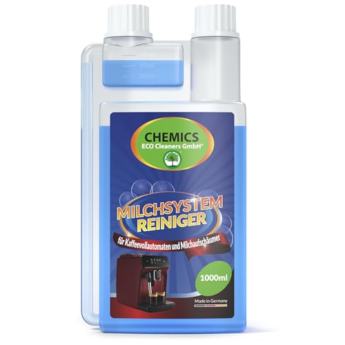 CHEMICS Detergente per sistemi di latte, 1000 ml, efficace detergente per schiuma di latte, per macchine da caffè e montalatte esterni, per Jura, DeLonghi, Globaclean, WMF & Co. – Inodore