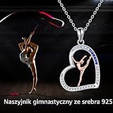 YAFEINI Gimnastyczny łańcuszek damski ze srebra wysokiej próby 925, gimnastyczka, wisiorek sportowy, łańcuszek na szyję, biżuteria dla tancerki, prezent dla dziewcząt, Srebro szterlingowe, Cyrkonia