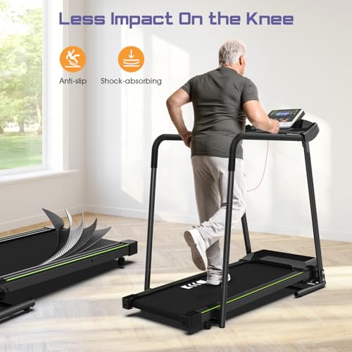 Walking Treadmill for Seniors with Handrails - Recovery Fitness Exercise Machine for 300lbs Capacity, Foldable Treadmills for Home with Heart Rate Monitoring, Holder for Phone & Cup - Image 6