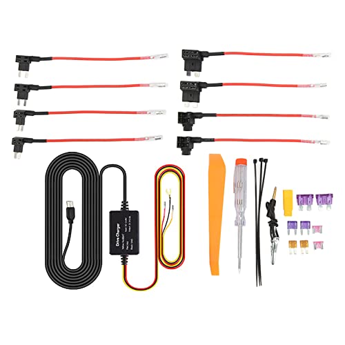 Dash CAM Hardwire Kit 12V 28V a 5V Mini Adaptador de Corriente USB para Mirror CAM Navegador GPS y Detector de, Cable de Alimentación de Vigilancia Las 24 Horas con Protección (Micro)