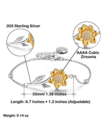 To My Son’s Girlfriend Gift, Sterling Silver and CZ Jeweled Sunflower Bracelet Gift for Son’s Girlfriend4