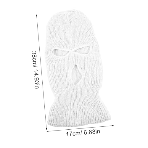 VALICLUD Mascarilla de esquí con 3 agujeros para hombres y mujeres, balaclava tejida, máscara facial para actividades al aire libre, cálida y cómoda para esquí y ciclismo, blanco miniatura 2