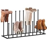 Housen Solutions 10 Pairs Boot Rack Organizer for Tall Boots, Large Capacity Metal Free Standing Shoe Racks, Black Cowboy Boot Holder Stand for Closet, Garage