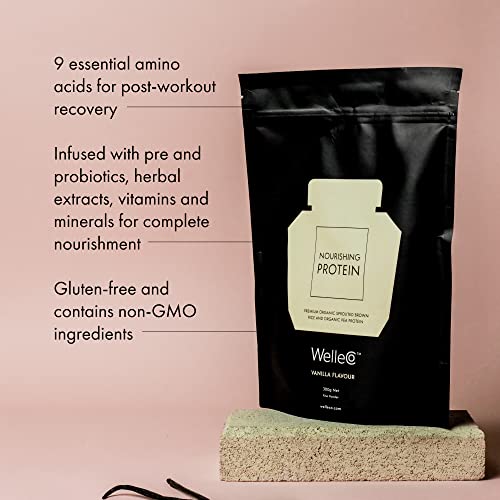 Welleco, Nourishing Protein, Premium Organic Sprouted Brown Rice & Pea Protein, Vanilla Flavour, 300G (10.5Oz) Pouch #TOP3