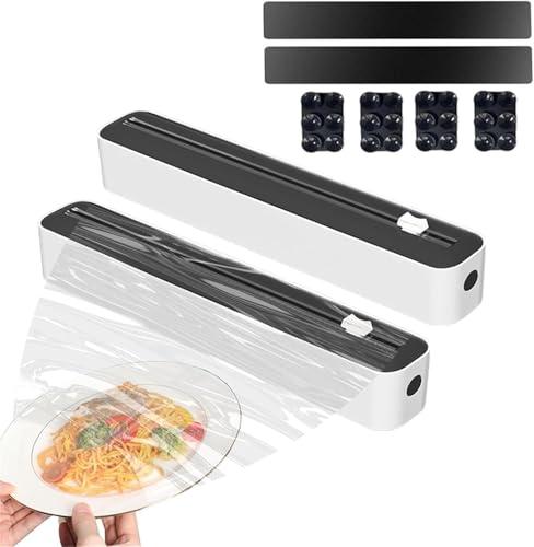 Frischhaltefolienspender mit Cutter - Magnetisch & Klebe ohne Bohren Folienschneider für Frischhaltefolie & Alufolie Alufolienspender Schublade Für Küche (2 Stück)