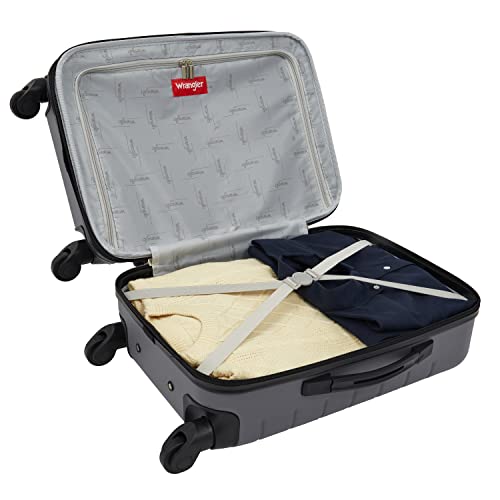 Image of Wrangler Smart Spinner Hardside Luggage, 22-Inch Carry-On, Quiet Shade