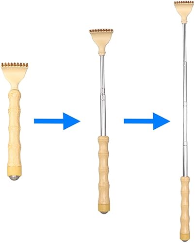 Miniatura 6 de HEYSONG Rascador de espalda de bambú para facilitar el alcance del punto de picazón, autoterapéutico, telescópico, rascador corporal diario IF0007