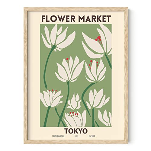 HAUS AND HUES Flower Prints Framed, Matisse Print, Henri Matisse Print, Minimalist Wall Art, Flower Market Poster (Black, 12x16)
