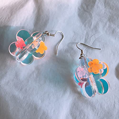 Acrylic Clear Shiny Flower Floral Summer Drop Dangle Earrings For Women Girls #TOP4