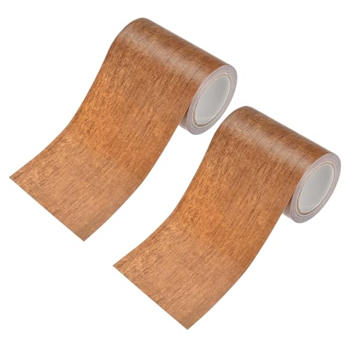 Image of M METERXITY 2-Roll Wood Grain Repair Tape, 3.15in x 15ft Textured Realistic Self-Adhesive Wood Floor Tape Contact Paper for Furniture /Floors /Home [Natural Mahogany]