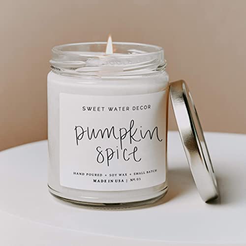 Sweet Water Decor Pumpkin Spice Candle | Autumn, Vanilla, And Buttercream, Fall Scented Soy Candles For Home | 9Oz Clear Jar, 40 Hour Burn Time, Made In The Usa #TOP6