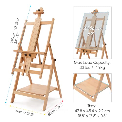 Image of MEEDEN Large Studio Artist Easel: Heavy Duty H-Frame Easel for Painting