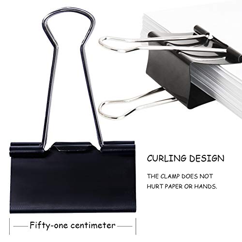 24 Packs Extra Large Binder Clips, 2 Inch Big Paper Clamps for Office, School and Home Supplies, Black