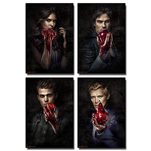 Pentagonwork Vampire Diaries Characters TV Show Posters Set of 4 pcs, 8.3x11.7 A4 Prints TV Series Season, Ian Somerhalder Joseph Morgan, 058-S01