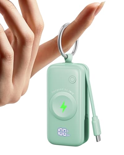 Image of INIU 3-in-1 Portable Charger, 5000mAh Power Bank with Watch Charger & Built-in Cable, Compact 20W Fast Charging Battery Pack, Key Chain & Travel Essential for iPhone 16 15, Apple Watch,etc