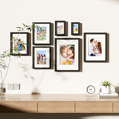 decorUhome 8x10 Picture Frame Set of 10, Display Photos 5x7 with Mat or 8x10 Unmatted for Picture Frames Collage Wall Decor, Black — view 5