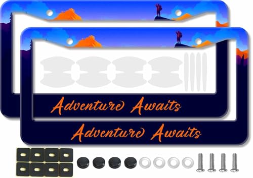 2PCS Blue Adventure Awaits License Plate Frames for Cars