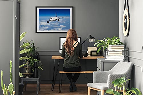 Affiche peinture avion grand format cadre 70x50 cm bois de qualité - 2