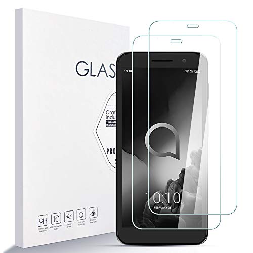 LZS Protector de Pantalla para ALCATEL 1 2019 Dureza 9H A Prueba de Rayones Protector de Pantalla de Vidrio Templado [2 Piezas] Borde Redondeado 2.5D, Fácil de Instalar,Soporte de Prensa 3D Cover