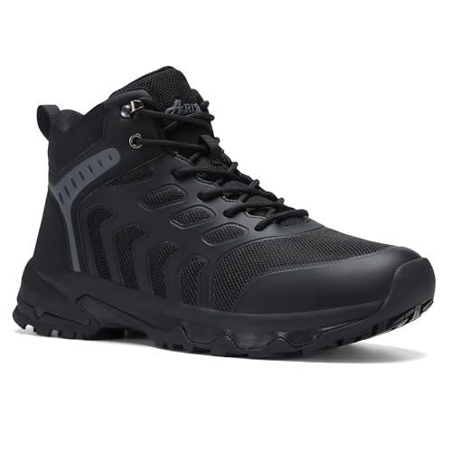 ARISIC Non Slip Work Boots for Men Comfortable Slip Resistant Work Shoes Waterproof Restaurant Chef Shoes Breathable Mesh Ankle Boot Food Service Walking Sneakers Black