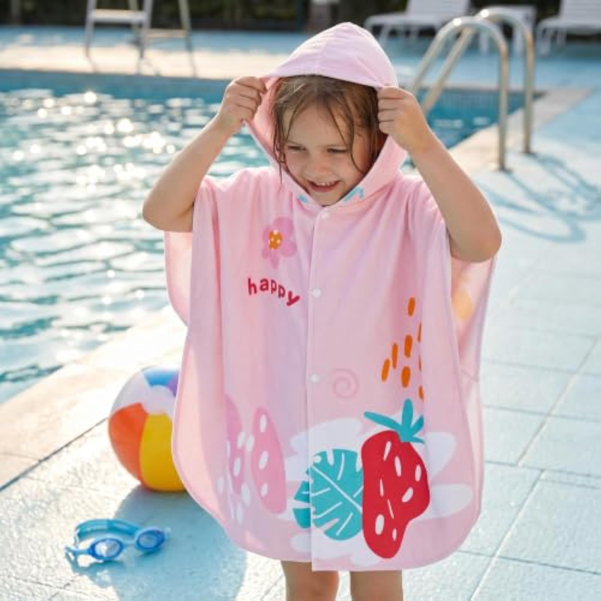 Kids Hooded Beach Towel Poncho Quick Dry