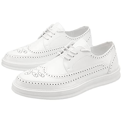 Men's Platform Brogue Dress Shoes Microfiber Leather Lace-Up Sneakers2