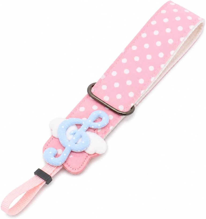 Camera Wristlet, White Polka Dot Music Note Wrist Strap