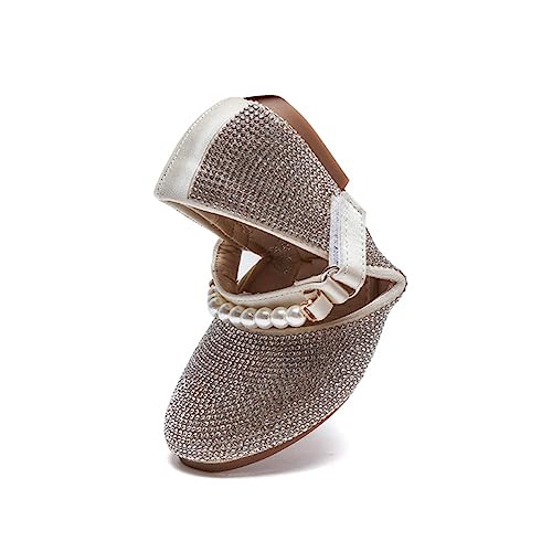Little Girls Glitter Dress Shoes Flower Girl Flats Pearls Strap Mary Jane Wedding Party School Shoes4