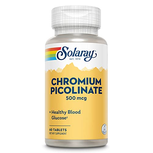 SOLARAY Chromium Picolinate 500 mcg Supplement – Metabolism Support for Men & Women, 500mcg per Serving, Daily Dietary Support – 60 Tablet Count