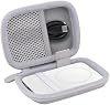 Funda khanka para banco de energía Anker Nano ultra delgada 5000mAh y Maggo 10K, blanca | Almacenamiento de accesorios con bolsillo de malla, clip de mosquetón, lista para viajes para cargador magnético delgado Anker A1665/A1664, solo funda 2
