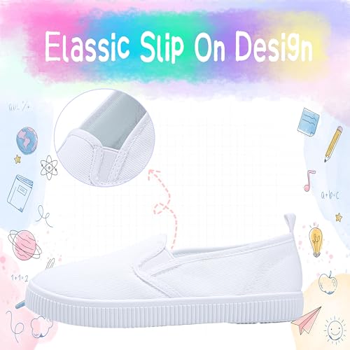Boys Girls White Canvas Shoes for Kids Light Weight White Big Kid 3.5 by Anproity - Used condition - Image 3