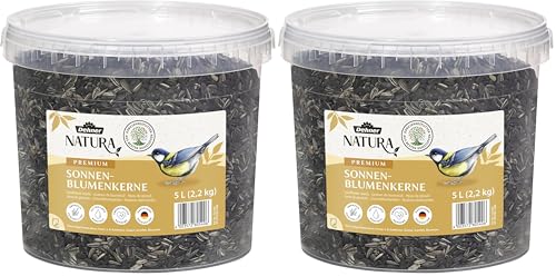 Dehner Natura Premium Nourriture pour Oiseaux Sauvages, graines de Tournesol Non décortiquées, en Seau, 5L (2.2 kg) (Lot de 2)