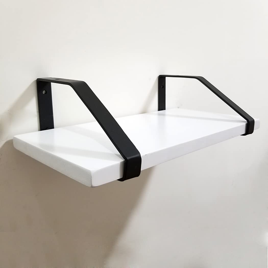 Paquete de 2 Soportes de Estante Resistentes Soportes para Baldas Decorativos Industriales 3 mm de Espesor Soportes de Flotante de Metal, Negro