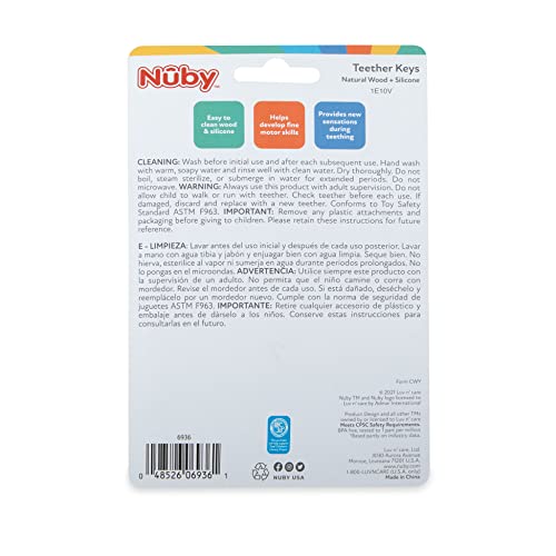 Nuby 6936 Wood And Silicone Natural Teether Keys - Toy For Baby Teething Relief thumb #4