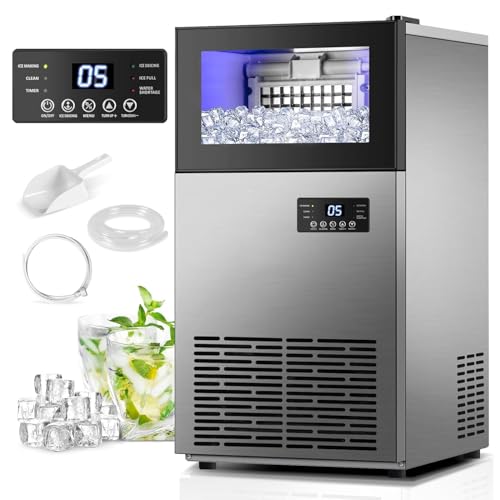 Commercail Ice Maker 130Lbs/24H with 35Lbs Ice Capacity,Upgraded 15" Wide