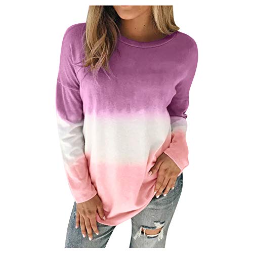 Blusa feminina casual elegante manga longa moletom feminino plus size tie-dye estampado pulôver grad