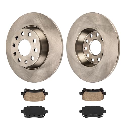 Image of KAX Rear Brake Kit, OE Brake Rotors and Ceramic Brake Pads | Fits Volkswagen /Audi- Jetta 2007-2010, Passat 2006-2010, GTI 2006-2010, Tiguan 2009-2017, Eos 2007-2011, A3 2006-2009, A3 Quattro 2006-2009
