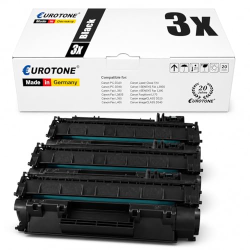 Toner pour Canon I-Sensys Fax L 380 390 S Eurotone remplace FX8 lot de 3 cartouches noires