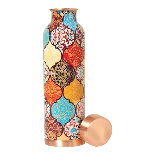 Image of DI: Decorative India Copper 1 Litre Water Bottle With Leak And Rust Proof Protection For Home And Office Use Ayurveda And Yoga Health Benefits Bottle (Hexagon)