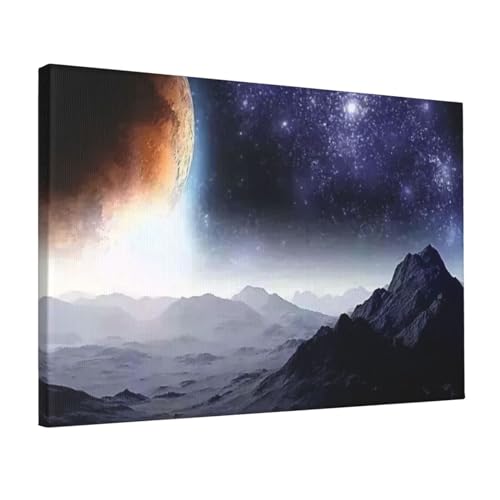 Toile murale galaxie moderne Ousika nature planète voie lactée décor salon chambre 45,7 cm