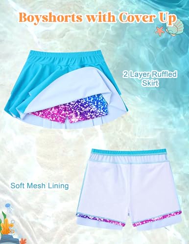 Image of ALISISTER Girls Tankini Swimsuit Two Piece Bathing Suits Summer Beach Swimwear with Shorts for 7-12 Years