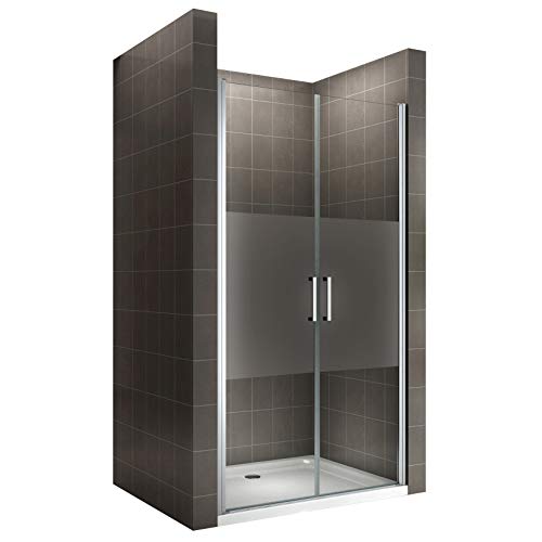 KAYA Porte de douche H 185 largeur réglable 83 à 86 cm verre semi-opaque