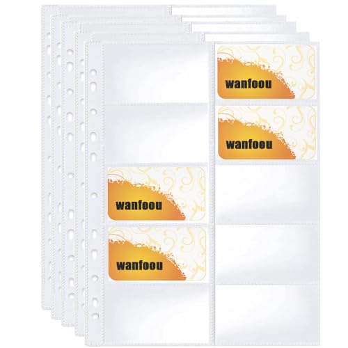 20 páginas para tarjetas de visita transparentes, fundas transparentes para postales A4, bolsillos para tarjetas con 11 perforaciones, con 10 compartimentos, para álbum