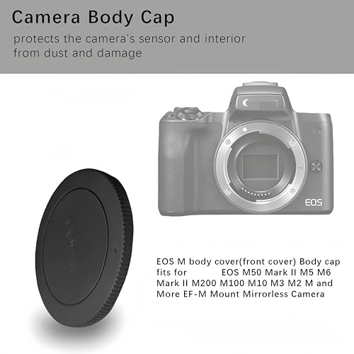 Tapa trasera para lente y tapa para cuerpo de cámara EF-M, compatible con cámaras mirrorless EF-M como M2, M3, M5, M6, M10, M100 y lentes EF-M 22mm f/2 STM, EF-M 11–22mm f/4–5.6 IS STM miniatura 2