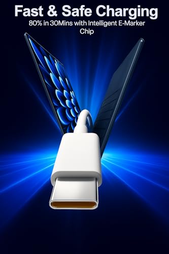 Image of Hoerrye 80W SuperVooc /Dart USB to Type C Fast Charging Cable for Realme 12 /11 Pro Plus /11 Pro /Narzo 60 Pro /60 /10 Pro Plus /10 Pro /9 Pro /Narzo 50 Pro /50 /9 PRO /Gt 6 & Other 80 watt Type-C Devices, White