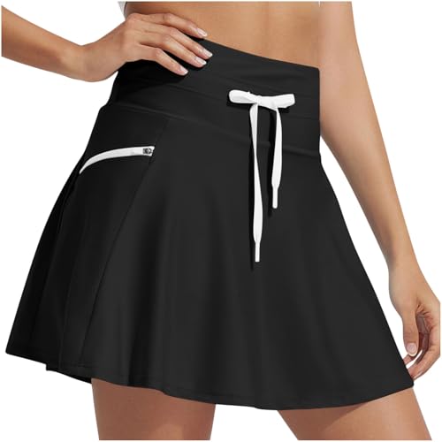 Ladies Skirt Swimwear High Waisted Bathing Suit Skirt Pleated Plain Swim Skorts for Women with Pockets 2025 Trendy