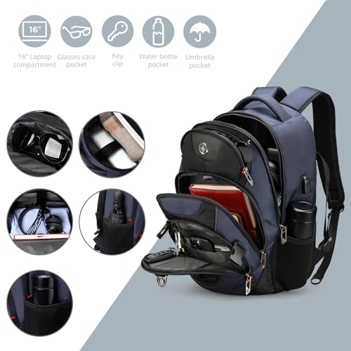 Swissdigital Design Men Business Backpack with Smart USB Charging Port Travel Backpack Fits 15.6 inches laptops（SD803-12）4