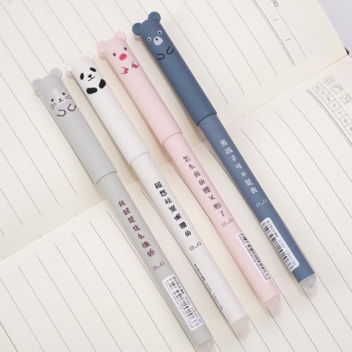 CONNECTION Erasable Pens 20 Pcs Animal Rub Out Pens 0.5mm Cute Cartoon Erasable Gel Pen Correctable Ballpoint Pen for Students Calligraphy Drawing Office Supplies (Multi-color) - Image 4