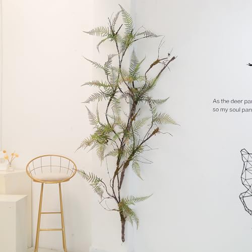 Fosolasi 78.7 In Height Set Of Artificial Tree Branches With 4Pcs Persian Fern Leaves Fake Tree Vines Trunk Twigs Silk Moss Green Plants For Wall Hanging Home Wedding Backdrop Room Shop Decoration thumb #2