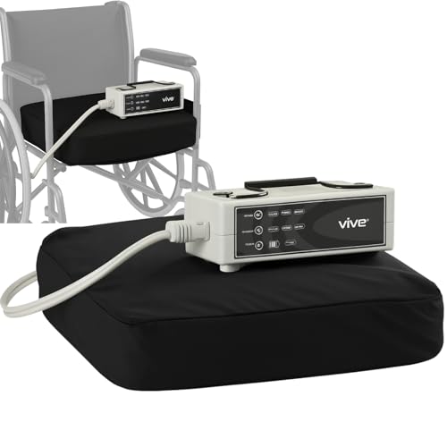 Vive Alternating Pressure Pad for Wheelchairs - Ulcer & Bed Sore Prevention - Pain Relief Cushion for Pressure Relief - Fits Wheelchair Seats 18' & Wider - Rechargeable Air Pump Included